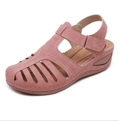 Women's Plus Size Retro Sandals Round Toe Wedge Sandals